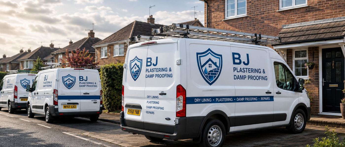 BJ Plastering & Damp Proofing on site and on the job